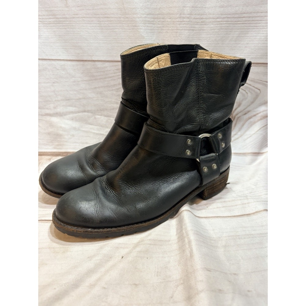 Vintage LL Bean Black Leather Harness Engineer Moto Biker Boots USA
